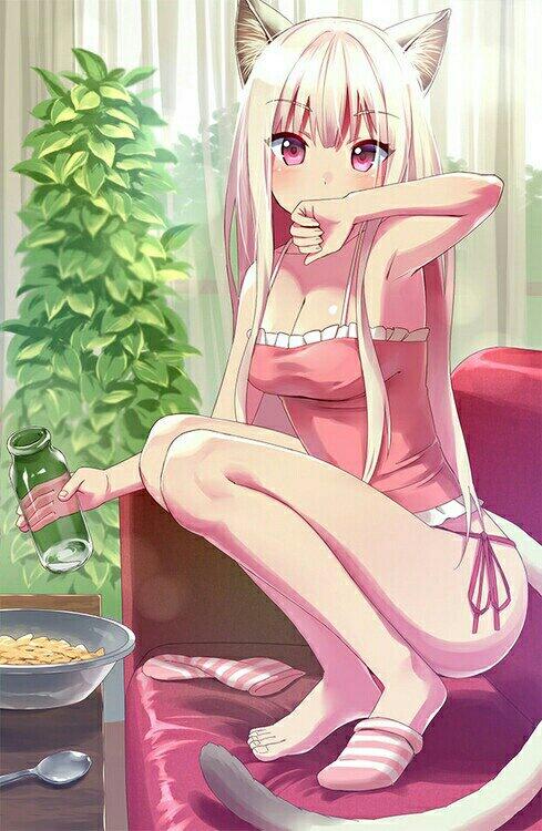 CatdeNeko's tweet photo. She wiped away the extra milk from her mouth while putting down the empty cup on table. 

#OpenRP #OpenDM http://t.co/XXDw2tMOQn