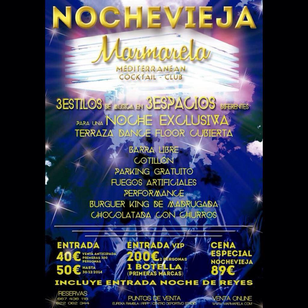 GarcaPablito's tweet photo. Vuelve la magia 💫Marmarela abre de nuevo sus puertas✌️ y prepara la mejor noche vieja👏🍸🍹🍇venta entradas 722724442✌️😜 http://t.co/OpeN27Ut41