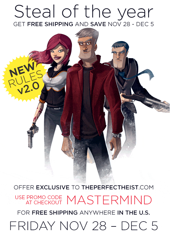 heistgame's tweet photo. 🚗 🚓 🚓 🚓 FREE U.S. Shipping for "The Perfect Heist" board game. Promo code MASTERMIND: http://t.co/C1nZzcoZzx http://t.co/94aCB6yM5h