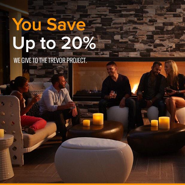 You save, we give. #KimptonKarma Membs get up to 20% off, we give $5/night to <a href="/TrevorProject/">The Trevor Project</a>. bit.ly/1uD3O5H