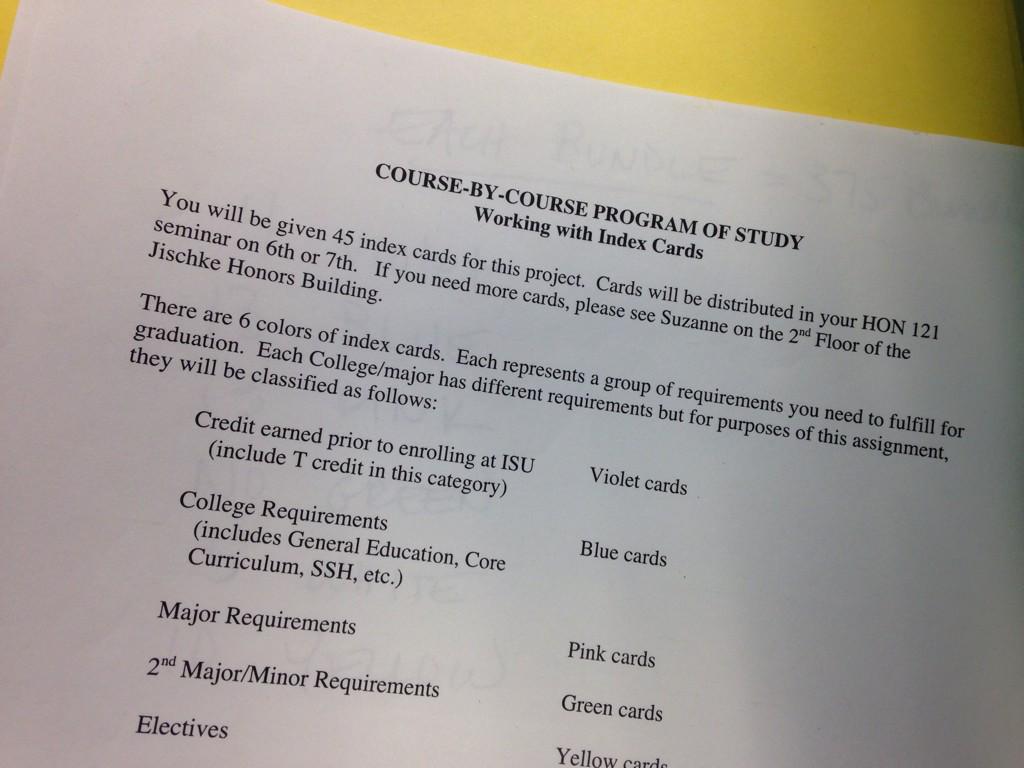 ISUHonors's tweet image. No one can ever complain about the degree plan assignment again #Fall03 #ridiculous #45IndexCards #SuzannesNightmare