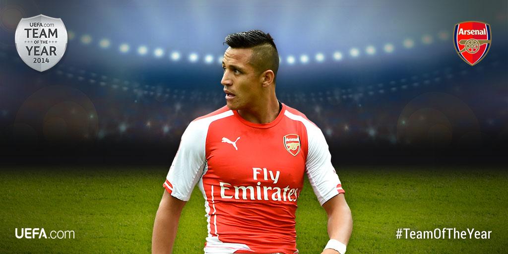 ChampionsLeague's tweet image. Retweet to vote Arsenal’s Alexis Sánchez into the @UEFAcom users’ #TeamOfTheYear
