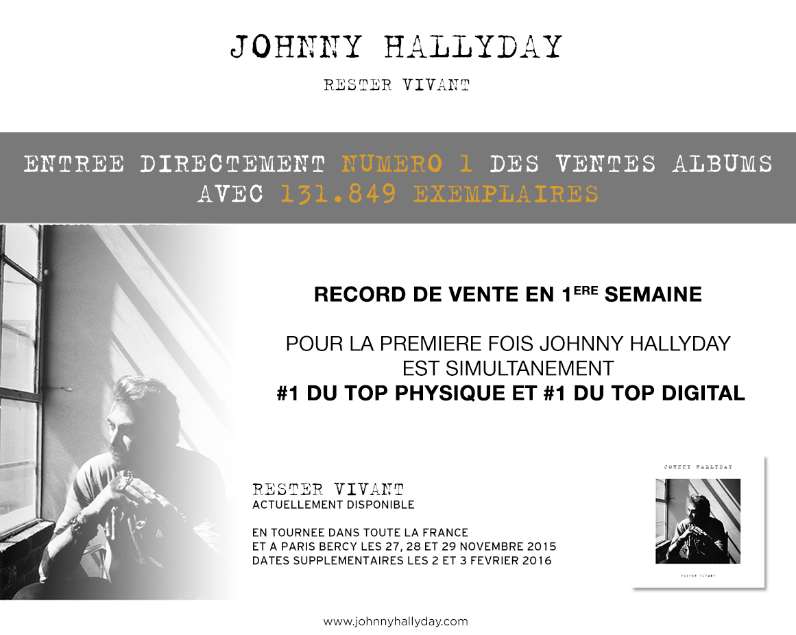 JohnnySjh's tweet photo. Enorme MERCI à vous tous pour le très bel accueil que vous donnez à mon album #ResterVivant ! ★★★★★ http://t.co/8pwYITkZt9