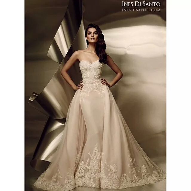I'm in love with this Ines Di Santo gown - 2015 line. Elegant &amp; blush pink. #inesdisanto #wedding #WeddingDresses
