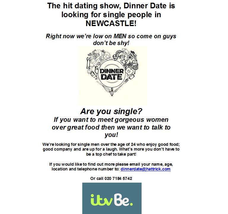 dinnerdateitv's tweet image. @TotalGuide PLS RT: ITVs DINNER DATE IS LOOKING FOR SINGLE GEORDIES - INTERESTED? E: dinnerdate@hattrick.com