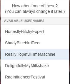 // THAT FIRST USERNAME I