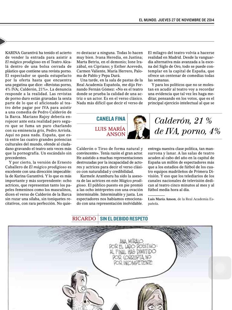 Calderón, IVA 21%. Revistas porno 4% ¿Lassalle, Montoro y Rajoy legislan conforme a preferencias? Anson lo escribe