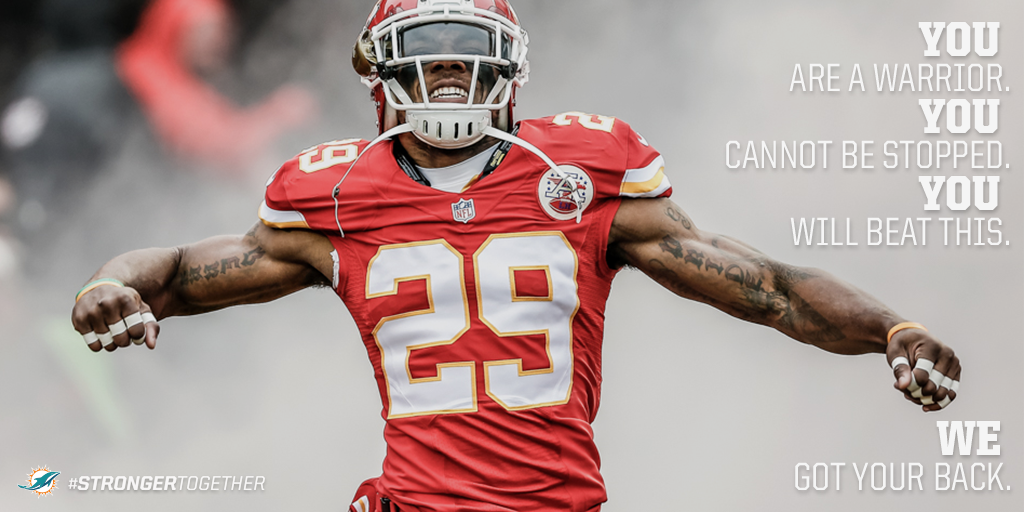 MiamiDolphins's tweet photo. We've got your back, @Stuntman1429. #BerryStrong 

#StrongerTogether http://t.co/nReld4cRm3