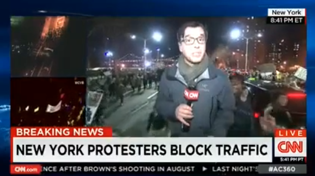 As CNN brags about 'peaceful protests', chants of FUCK CNN reign down (Video)