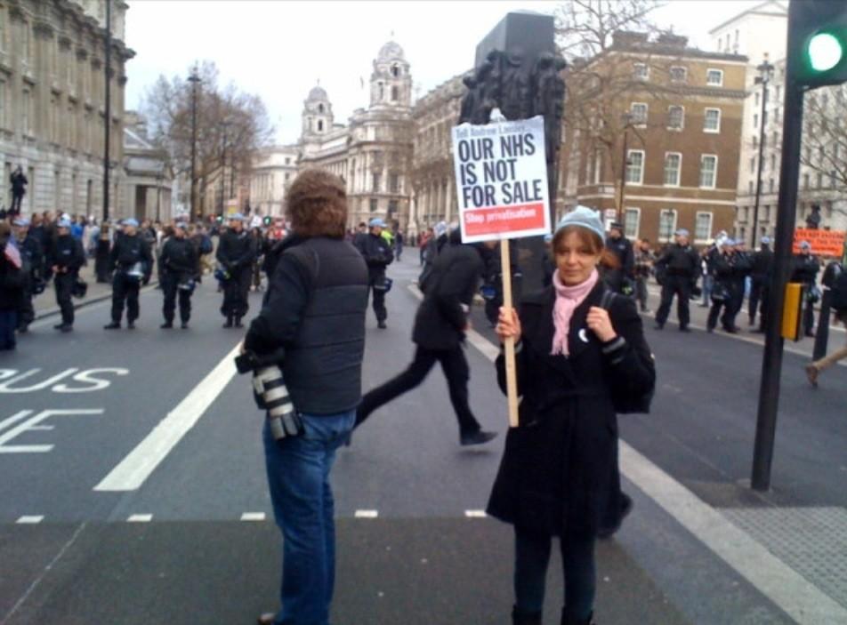 marcuschown's tweet image. #cameronmustgo because riot police are now sent out to stop a nurse protesting about the dismantling of our NHS