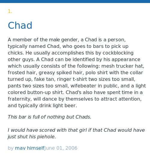 Urban Dictionary Definition, Chad