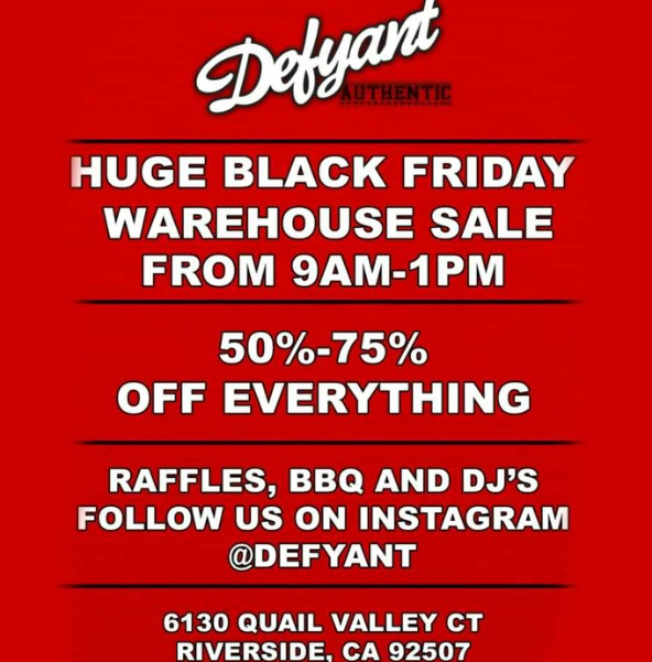 ComplexMgmt's tweet photo. Our friends at @DEFYANT are having a huge #BlackFriday Warehouse Sale. @BryceVine will be there. Check it out! http://t.co/csNJSV1rse