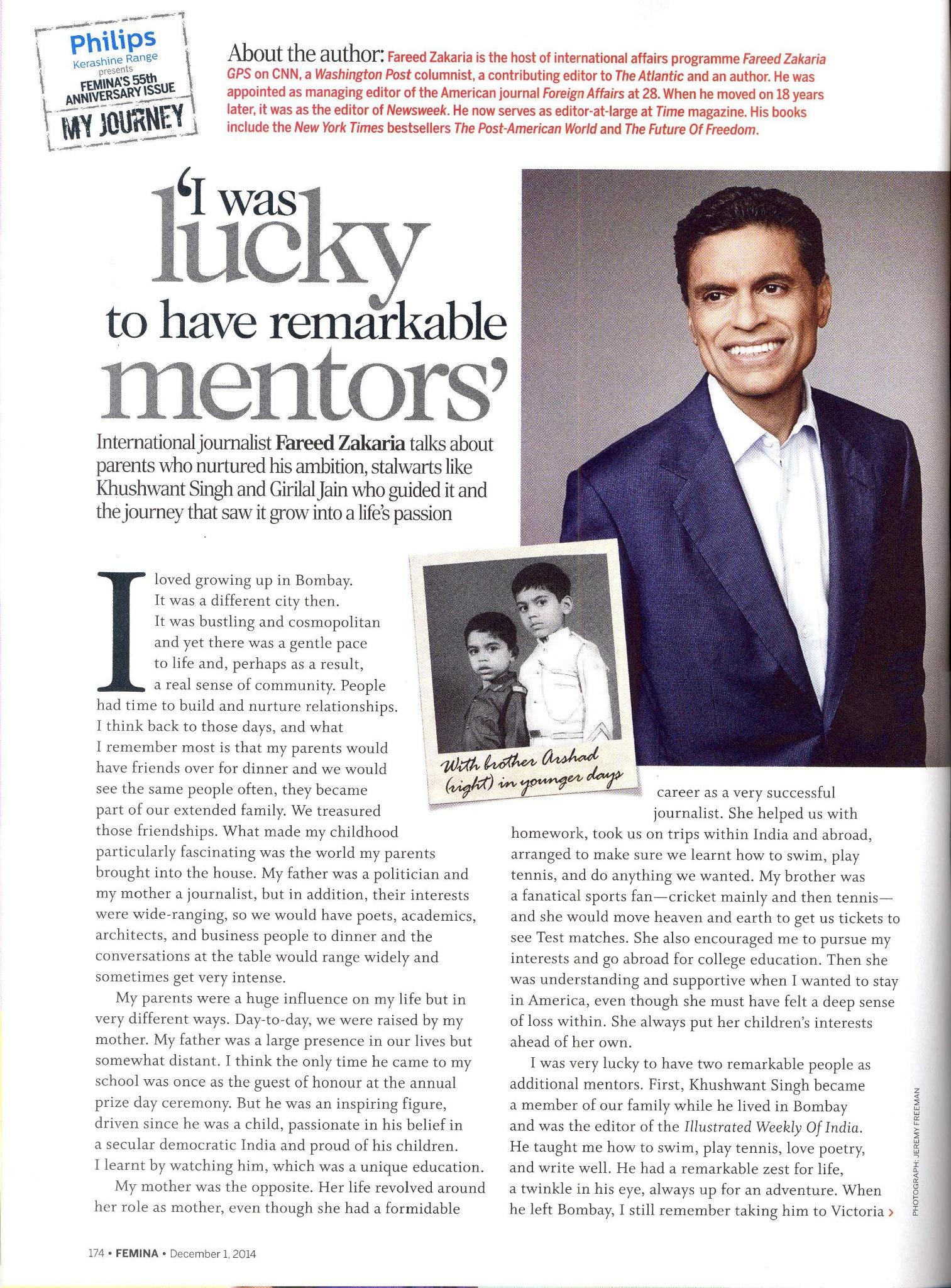 Fareed Zakaria on X I was profiled for Femina s 55th anniversary issue http t wB5LrugZzU X
