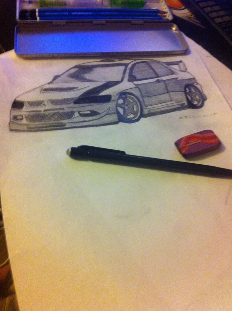 oPryyz's tweet photo. Just got done draw a Mitsubishi Lancer Evo VIII http://t.co/HqSX6SA0pH