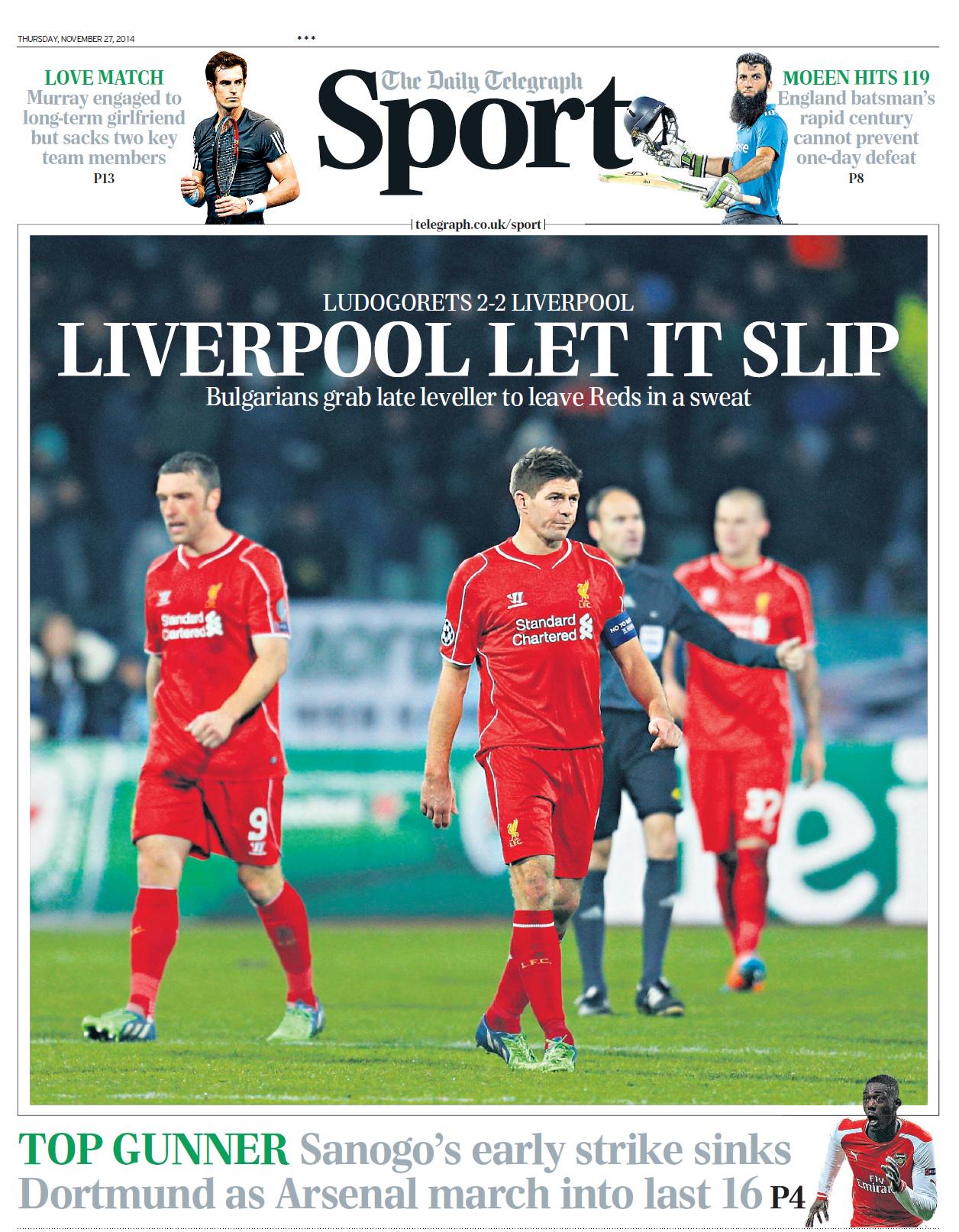 Portada del Telegraph del 27 de Noviembre