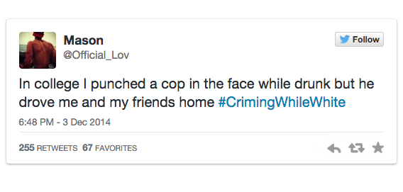 mic's tweet photo. #CrimingWhileWhite brilliantly destroys U.S. law enforcement's racial double standard http://t.co/sZAioUNnbC http://t.co/qAukxqLEE8