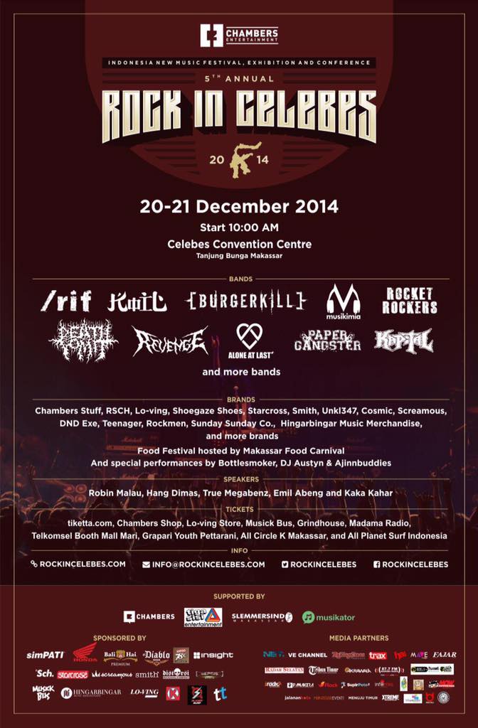 Ikuti terus perkembangan #RIC2014 di Twitter &amp; Facebook /RockInCelebes serta website rockincelebes.com.