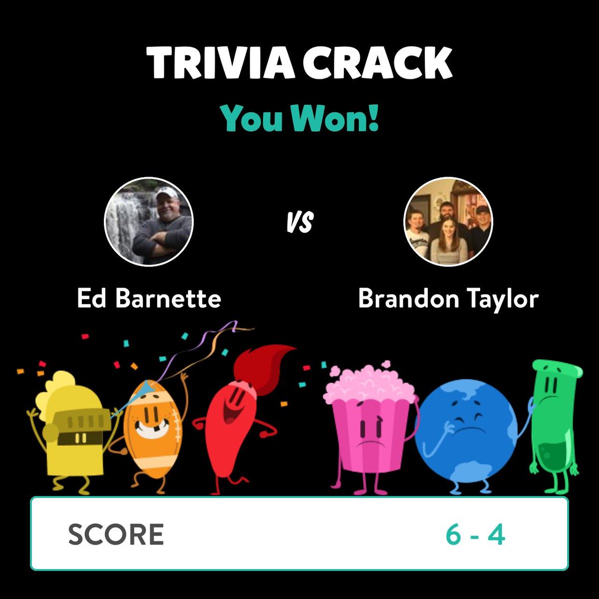Barnman64's tweet image. Ed Barnette just won a game against Brandon Taylor in Trivia Crack!  triviacrack.com/en/landing