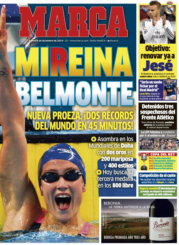 LauraDiazBlanco's tweet photo. Con deporte femenino da gusto leer la prensa deportiva #mireinabelmonte felicidades!!  @miss_belmont  http://t.co/3ggAOXtZJz"