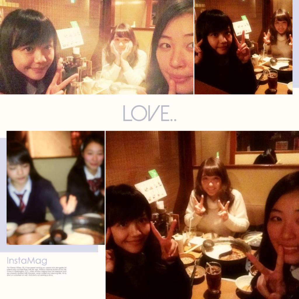 まつい（松井愛莉ちゃん）、まなみ（花上愛美ちゃん）と久しぶりに集合した♡

お鍋食べて、いろ〜んな話して、
すごい楽しかった〜（≧∇≦）♡♡ http://t.co/x8fKIWPMJG