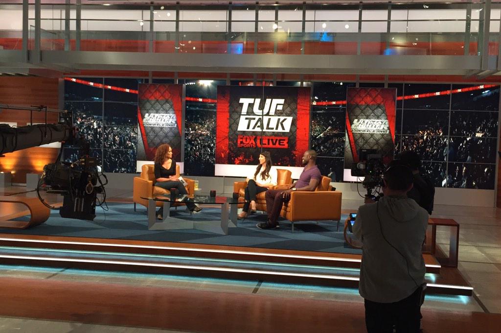 FS1's tweet photo. .@JessicaPenne and @UriahHallMMA join @KarynBryant on #TUFTalk now! http://t.co/tQY0Qr3OM1