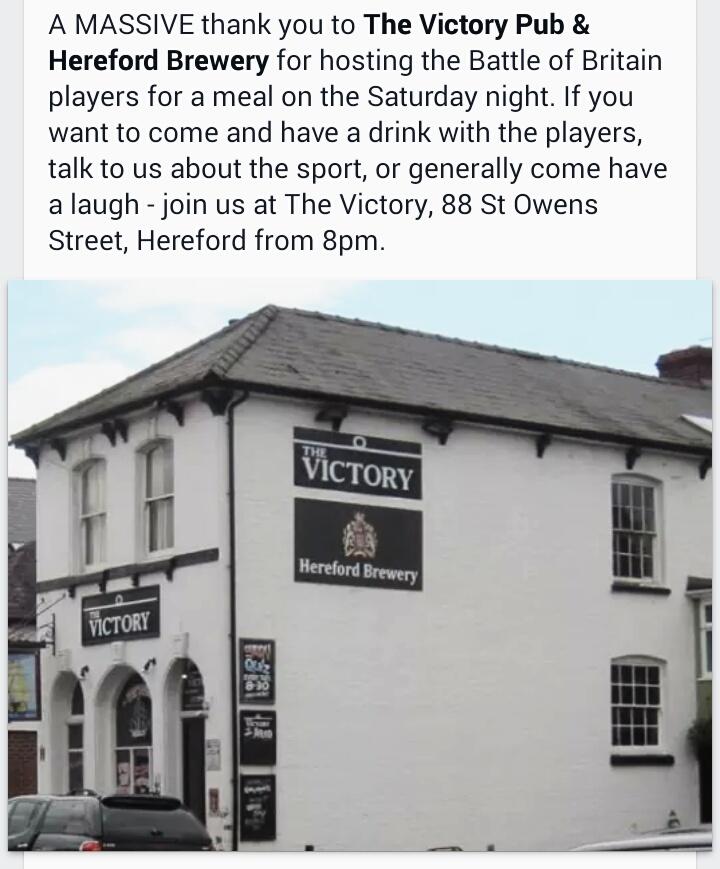 A big thank you to <a href="/Jimofhereford/">Jim kenyon</a> and the victory pub for hosting the teams for a meal on Saturday night #WeAreRugby