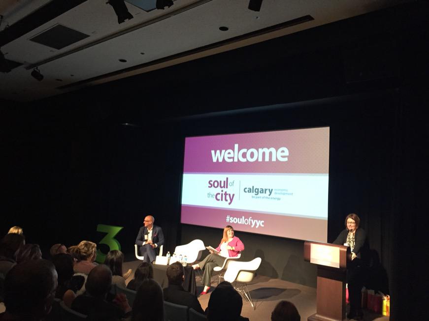 3ThingsYYC's tweet photo. The Mayor's Civic Engagement Comm Chair @desideratadani getting ready to speak about #3thingsyyc #soulofyyc http://t.co/KUhZFrpVUb