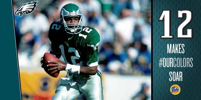 jmac___19's tweet photo. .@TideNFL The Green &amp; White will always be thankful for number 12. RT for a msg from Randall Cunningham. #OurColors http://t.co/dcWPKZ0TLe