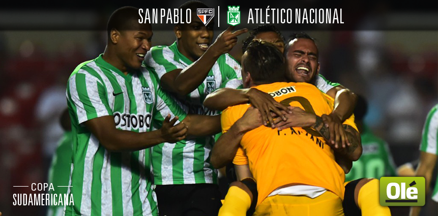 DiarioOle's tweet photo. Atlético Nacional eliminó por penales al San Pablo y ahora espera por River o Boca en la final▶http://t.co/81bjUnZT4v http://t.co/RYnqT1vhlP