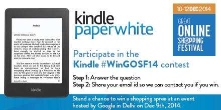 KindleIndia's tweet image. Participate with Kindle in the #WinGOSF14 contest &amp;amp; get a chance to Shop for Free this GOSF-&amp;gt;amazon.in/kindlegosf