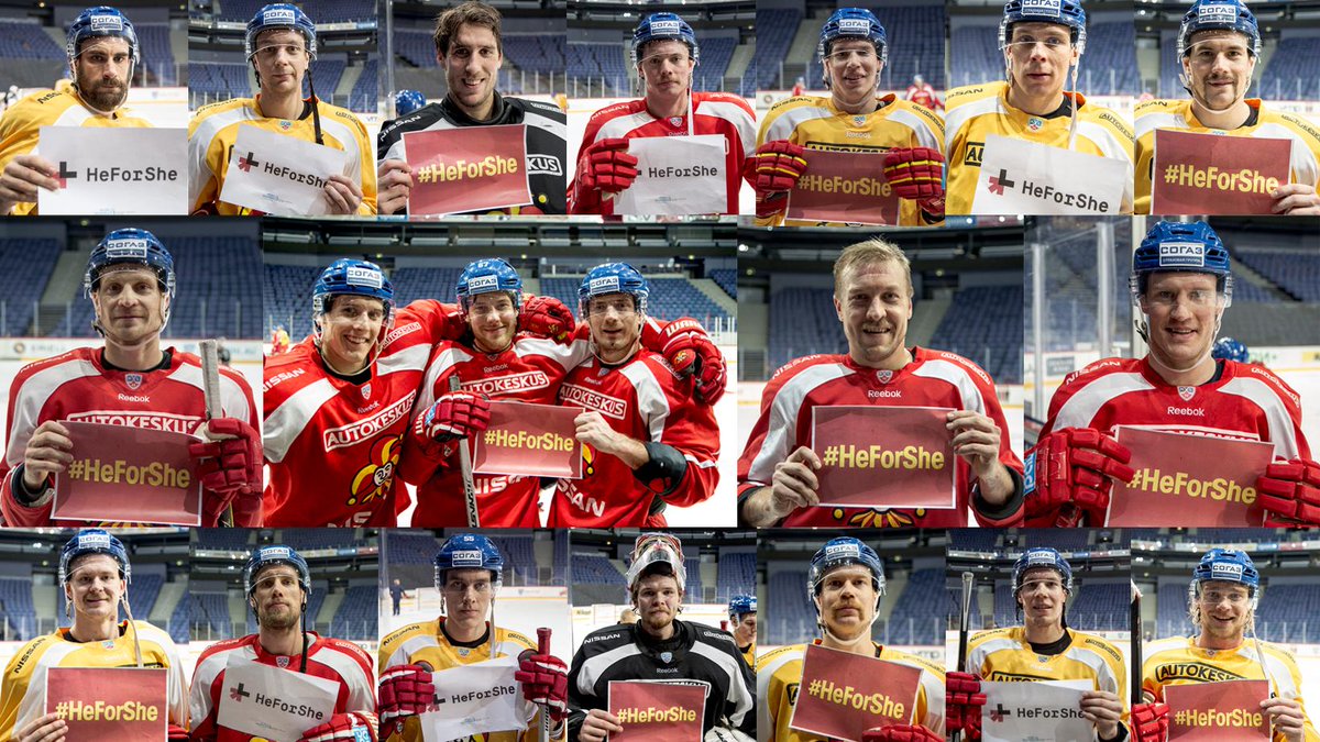 UNWomenSuomi's tweet photo. Mahtavaa @jokerithc!  Haastamme kaikki miehet #HeForShe -kampanjaan: http://t.co/5IaXoKHlW0 #Jokerit #OranssiPäivä http://t.co/HGkzsZK2OC
