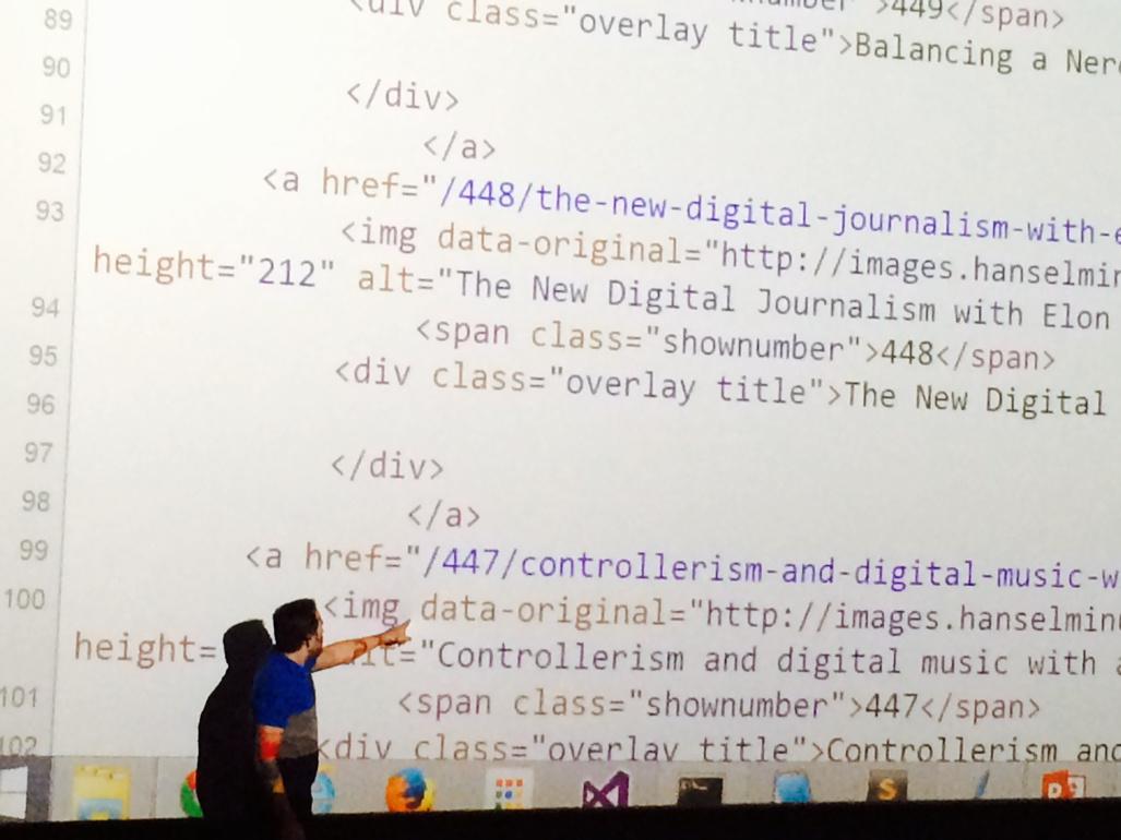 softitclt's tweet photo. Big Screen "this line is bigger than me" @shanselman #MDD14 http://t.co/G8udfYyHPS