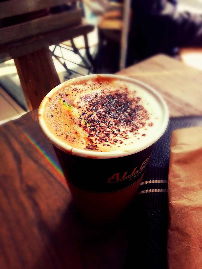 Barsum7's tweet photo. A bit of a rainbow in the coffee http://t.co/YNas9UrUwv