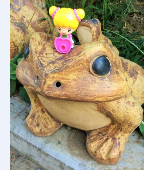 🍀ちぃさんぽ♪ うふっ カエルさんの上にのっちゃった🐸! HPにあそびに