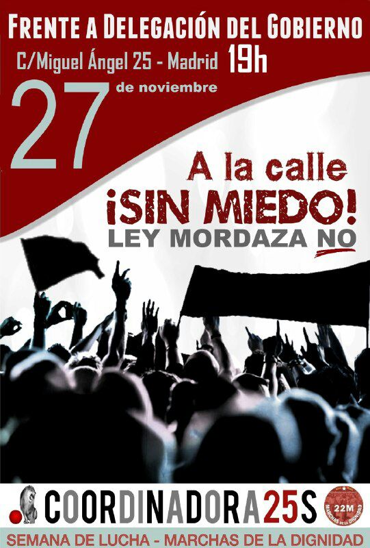 sosracismomad's tweet photo. Hoy todos #AlaCalleSinMiedo contra la #LeyMordaza Es el momento de parar al gobierno @Nosomosdelito @Coordinadora25S http://t.co/Xg3EYN38lV