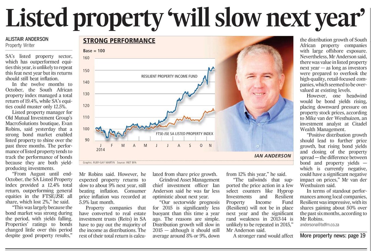 Listed property will slow next year, read more about what our client, <a href="/CitadelSA/">Citadel Investment Services</a>, had to say in <a href="/BDliveSA/">Business Day</a> yesterday.