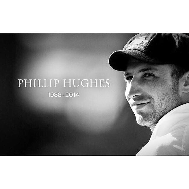 RIP Phil Hughes a huge loss for Aus cricket, thoughts are with Sean Abbott hope he will bowl again #63notout