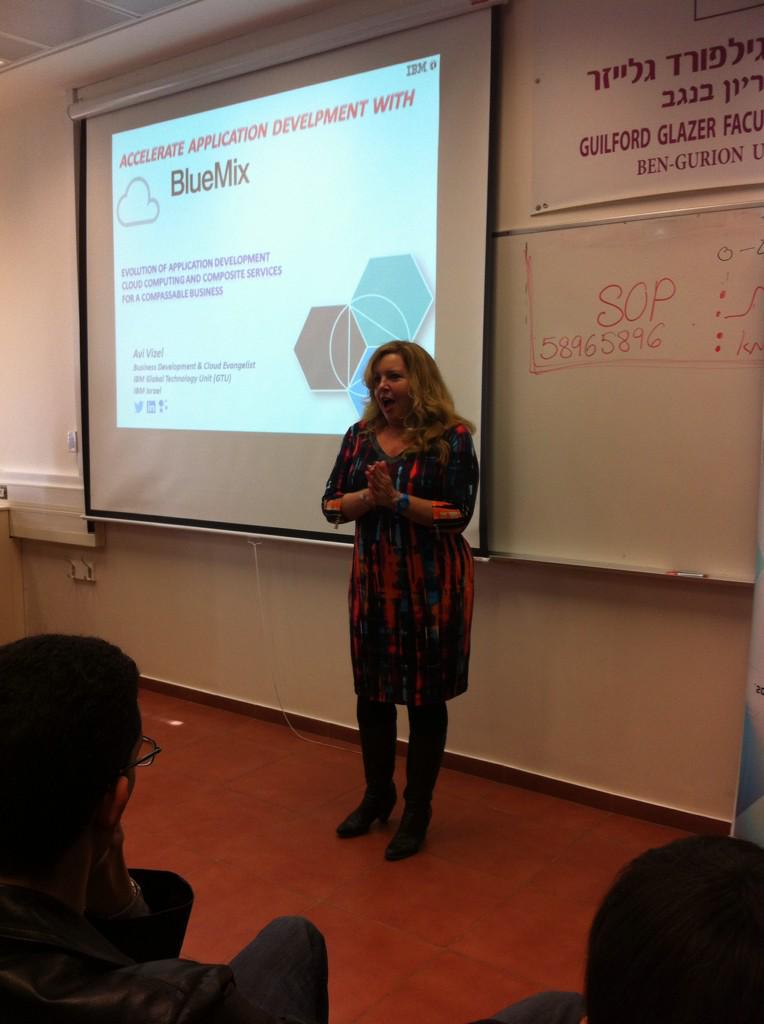 gilmaytal's tweet photo. At the #IBMBluemix day in #BenGurionUniversity. The students are fascinated by @avivizel #Cloud facts! http://t.co/u1HilqJ7Wl