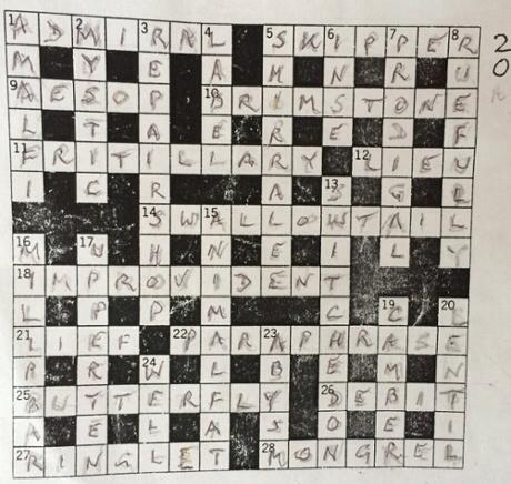 alanconnor's tweet photo. Araucaria’s final crossword: the handwritten solution

http://t.co/ixAkTMWBQK http://t.co/yF9Ug7pXv2
