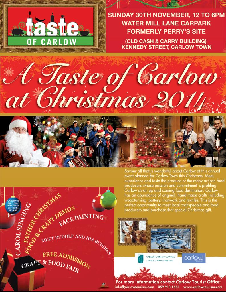 Another fab Irish Christmas Market! #TasteCarlowChristmas is Sunday buff.ly/1pqvdfq Free Santa &amp; more 🎅