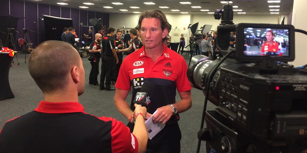 essendonfc's tweet photo. A very happy Hirdy welcomes our new Bombers to the club: http://t.co/Y4G8bgkLGp #DonsDraft #DonTheSash http://t.co/h5l1th4eRS