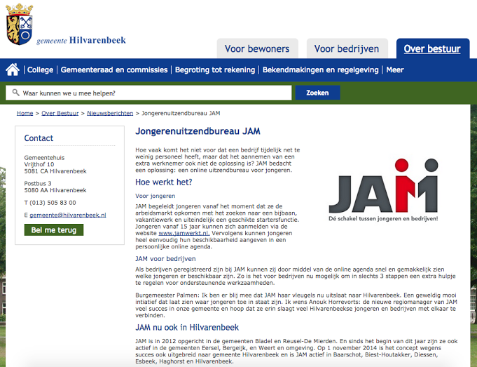 JAMHilvarenbeek's tweet photo. Burgemeester Palmen: Ik ben er blij mee dat JAM haar vleugels nu uitslaat naar Hilvarenbeek. @gemeenteHbeek #JAM http://t.co/Q6CkQdVBlO