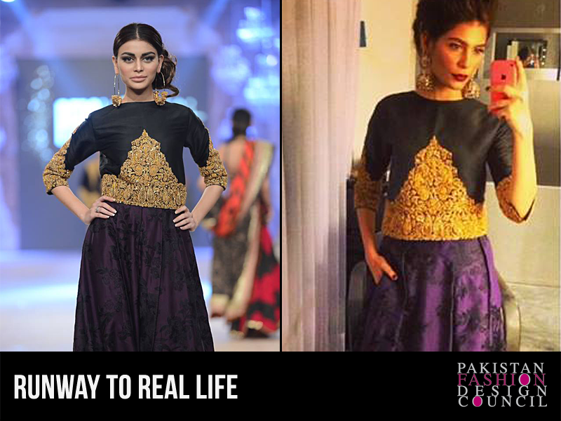 PFDCOfficial's tweet photo. Amna (@babar_amna) spotted wearing a @sanasafinazoff outfit directly from the runway. #runwaytoreallife #PLBW2014 http://t.co/OyJoY39Twu