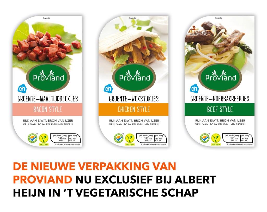 ProViand's tweet image. Het is zover! Vanaf nú is ProViand overal verkrijgbaar. Exclusief bij AlbertHeijn in 't Vegetarische Schap! #proviand