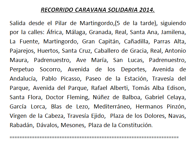 Recorrido Caravana Solidaria 2014