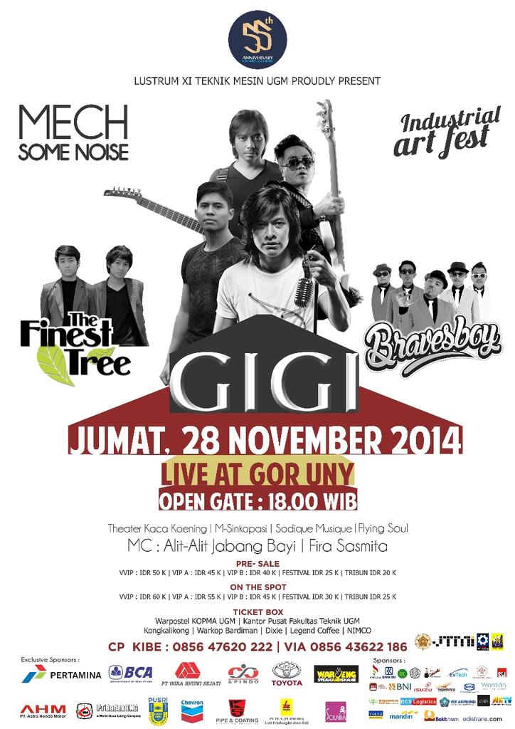 jogjamedia's tweet photo. DUARRRR! MALAM NANTI @GIGI_Band @theFinestTree @BRAVESBOY_YK mau bikin 'pecah' @MechSomeNoise 2014 di GOR UNY http://t.co/9Gneh4meWF