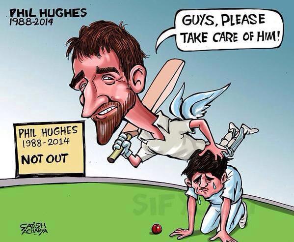 Scienceofsport's tweet photo. Thoughts also to bowler Sean Abbott.One life lost,one changed forever.A powerful, touching cartoon via @theJeremyVine http://t.co/lv5Bdu0YAq