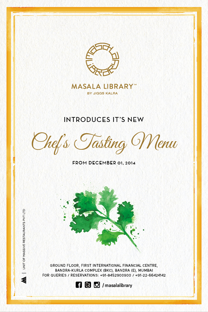 MasalaLibrary's tweet image. #MasalaLibrary by #JiggsKalra new #ChefsTastingMenu December 01, 2014 #Mumbai #IndianCuisine #India #food #restaurant