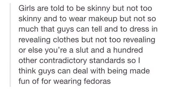 l4dybrd's tweet photo. "Contradictory standards... M'lady" #fedoratips http://t.co/8XSNQc68Ia