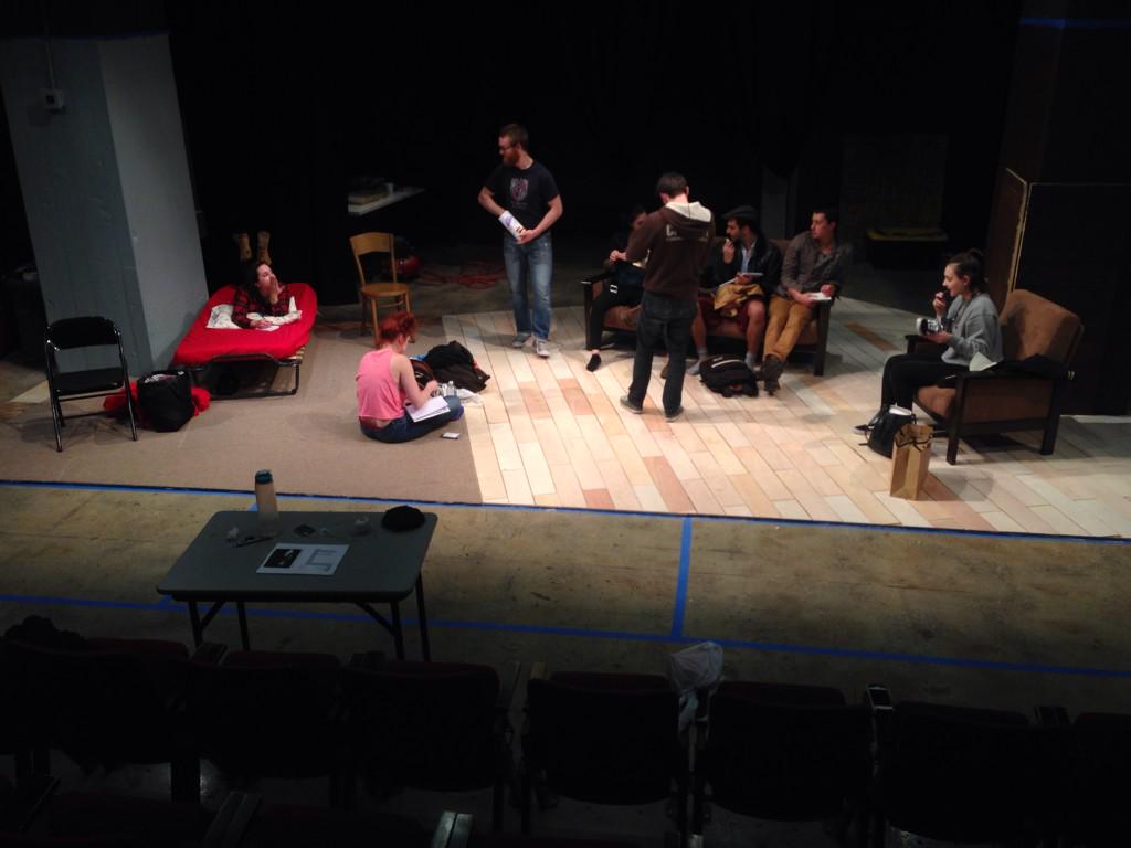 FlashbulbNYC's tweet photo. Making ourselves at home on stage while the actors get notes after #rehearsal http://t.co/dyIH5INSV7